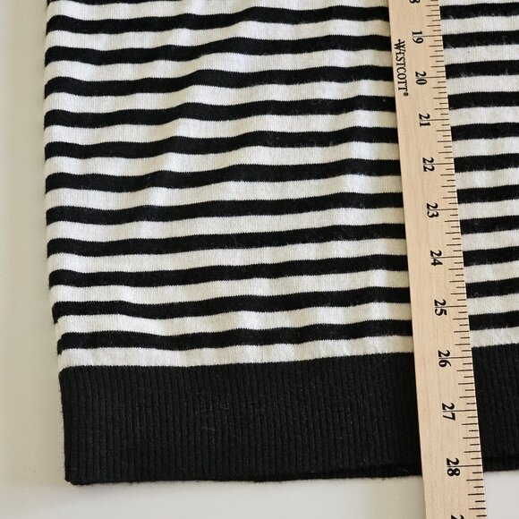 Hudson North Sweater Women XL Black White LS Collar V Neck Stripes Nautical Boho - Picture 9 of 14